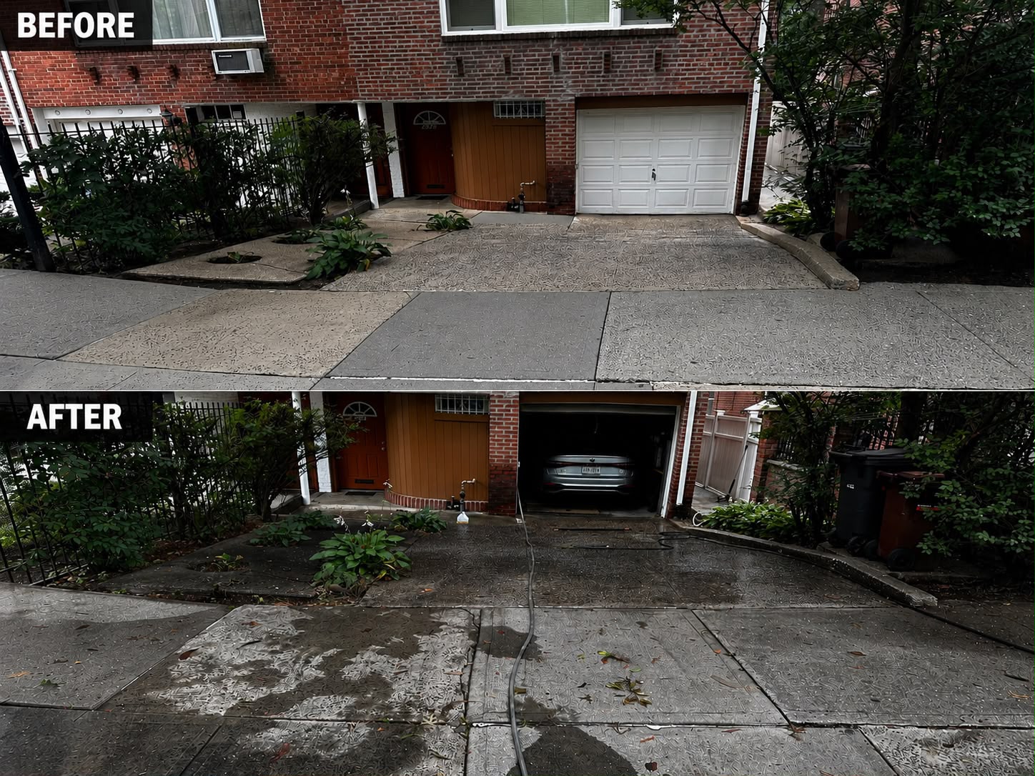 Driveway cleaning before and after